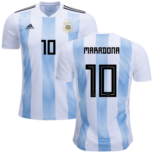 Argentina #10 Maradona Home Kid Soccer Country Jersey - Click Image to Close